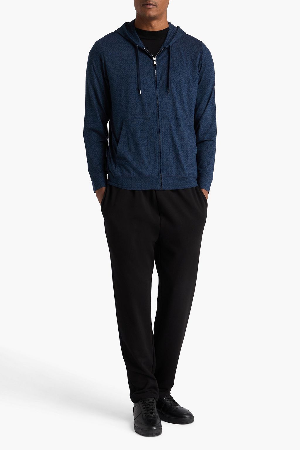 DEREK ROSE Printed  stretch-modal jersey zip-up hoodie