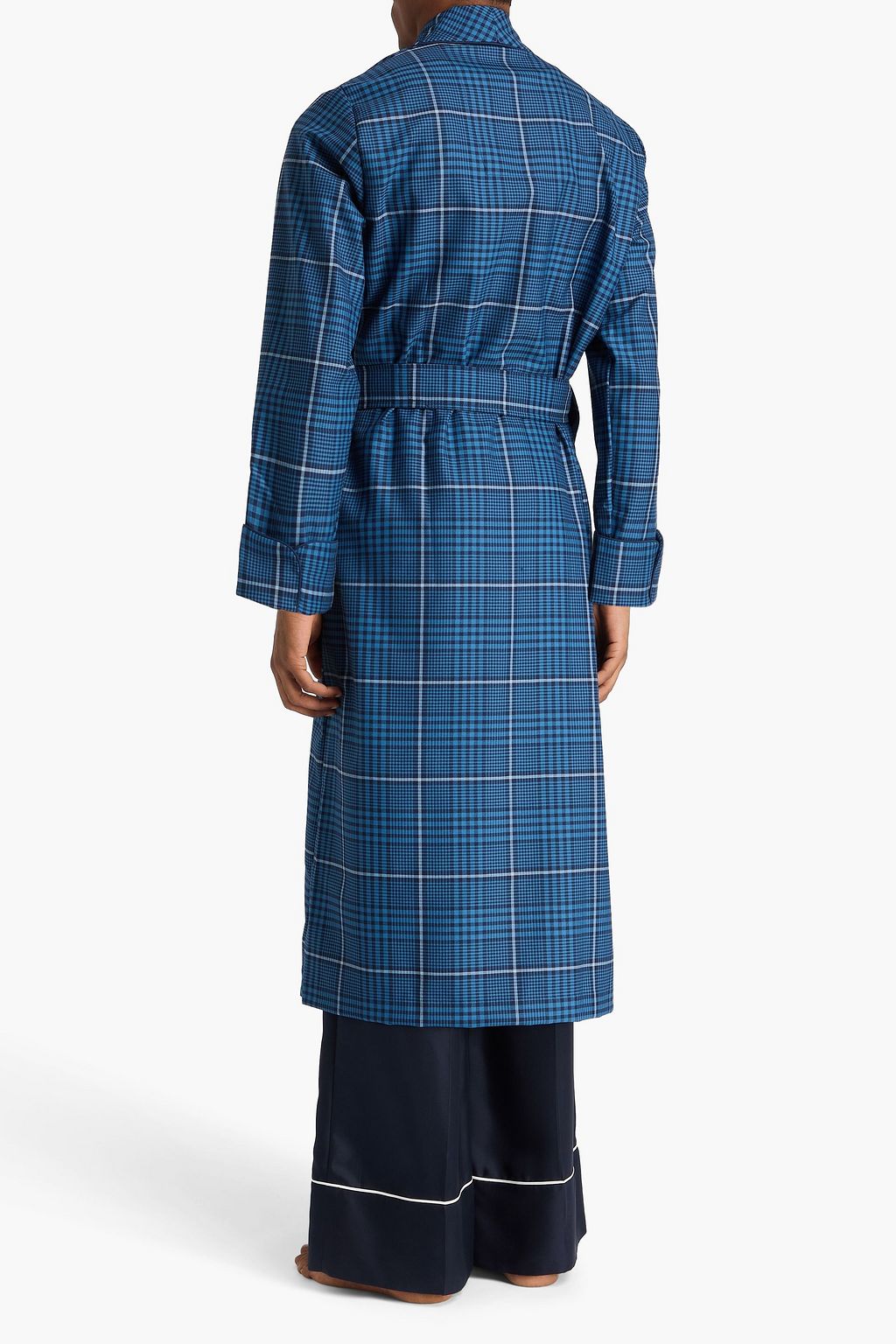 DEREK ROSE York checked wool-twill robe