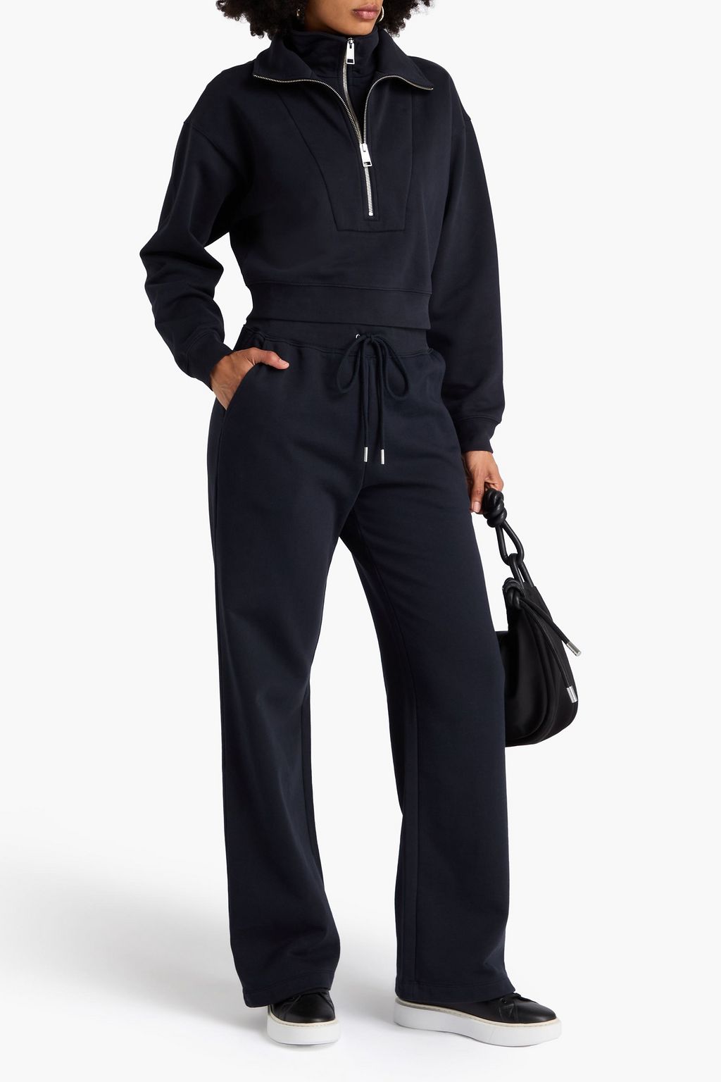 FRAME Cotton-blend fleece half-zip sweatshirt