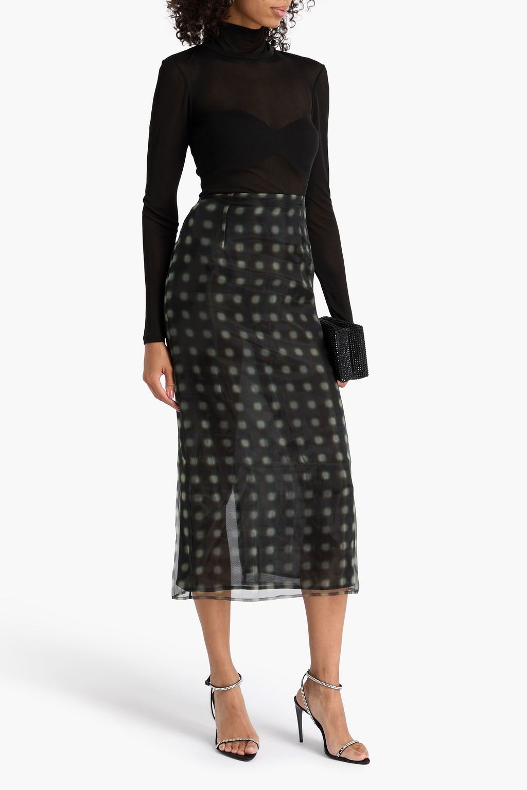 16ARLINGTON Midirock „Dia“ aus Organza mit Print