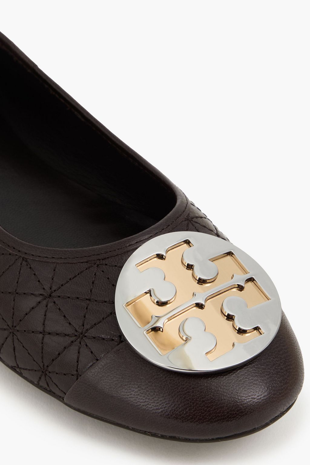 TORY BURCH Claire embellished quilted leather ballet flats