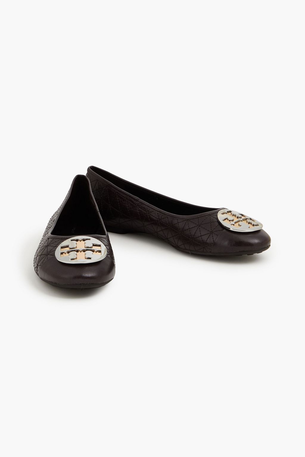 TORY BURCH Claire embellished quilted leather ballet flats