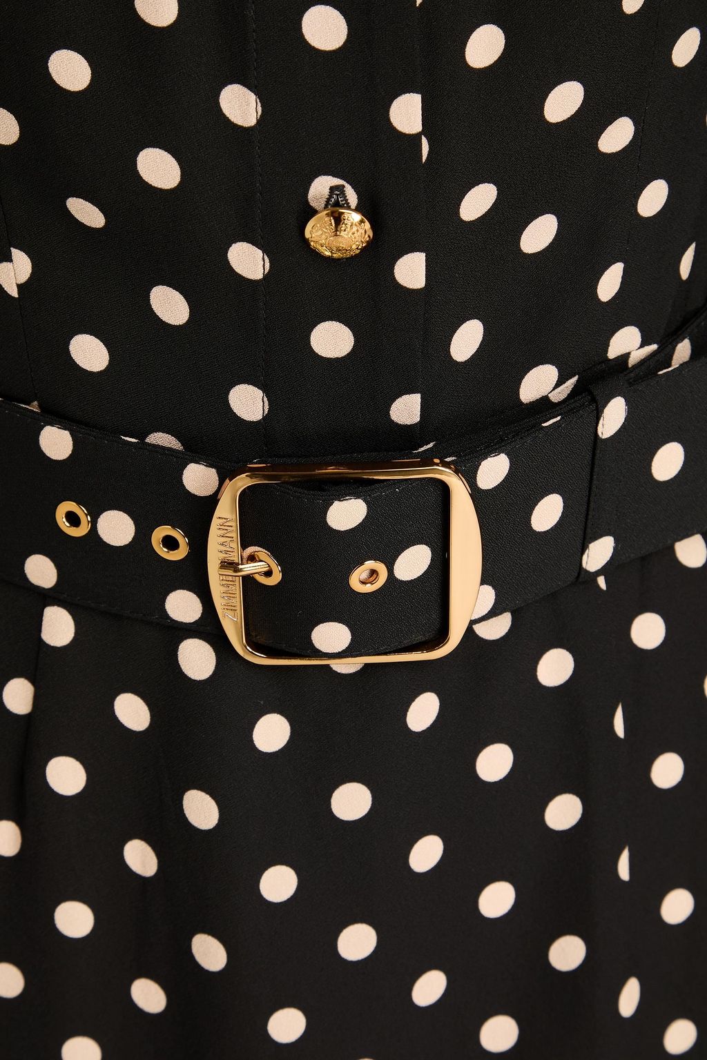 ZIMMERMANN Belted polka-dot crepe midi dress