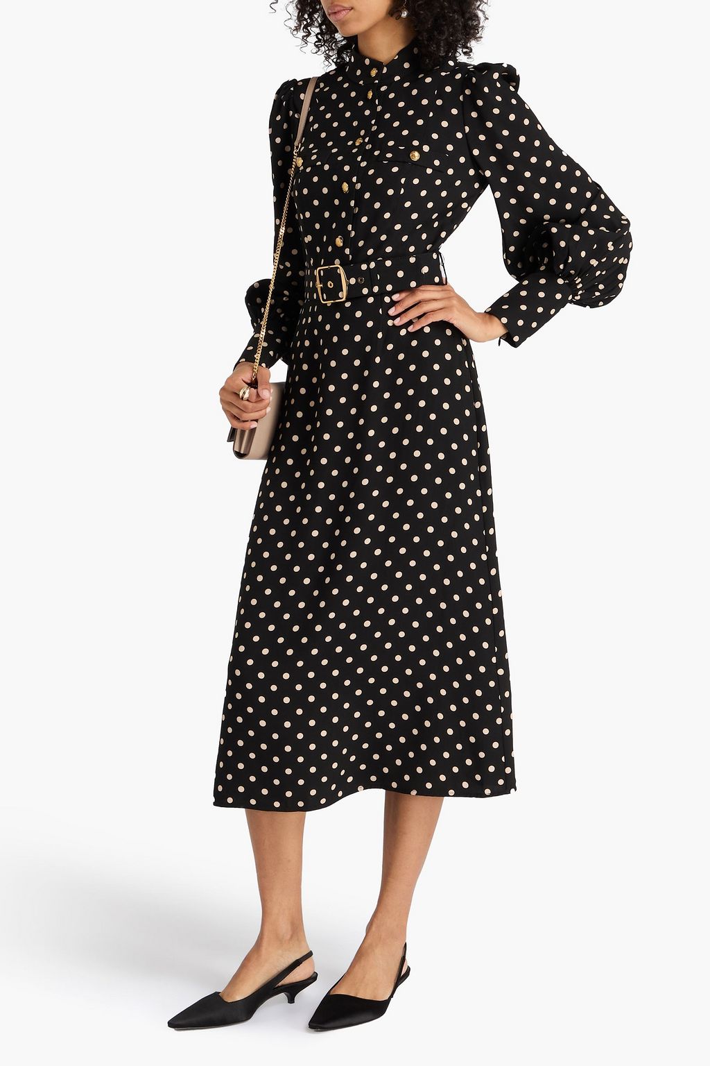 ZIMMERMANN Belted polka-dot crepe midi dress