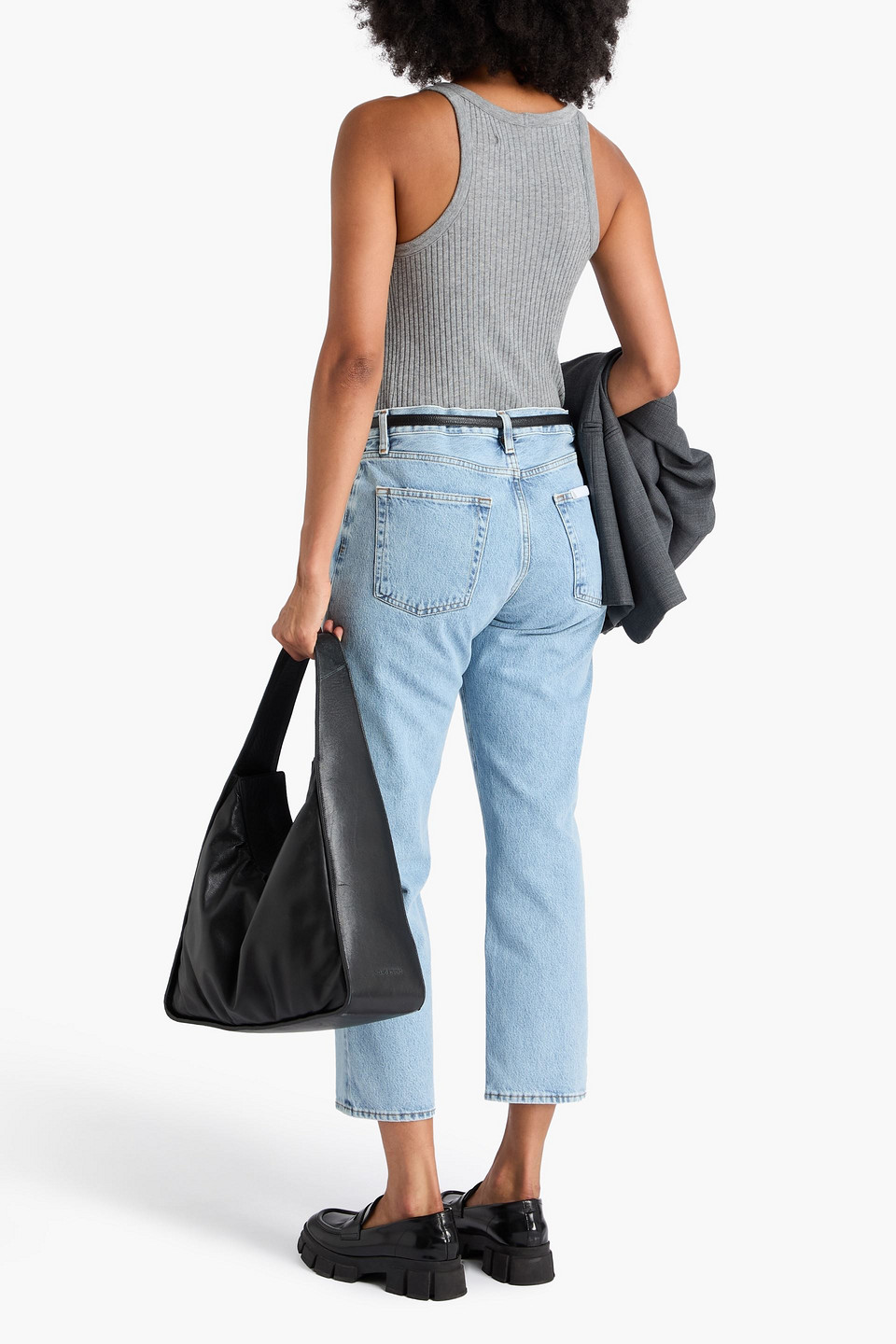 Frame The Hang Cropped High-rise Straight-leg Jeans In Blue