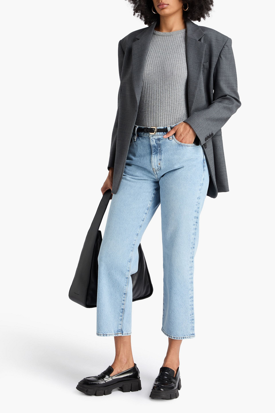 Frame The Hang Cropped High-rise Straight-leg Jeans In Blue