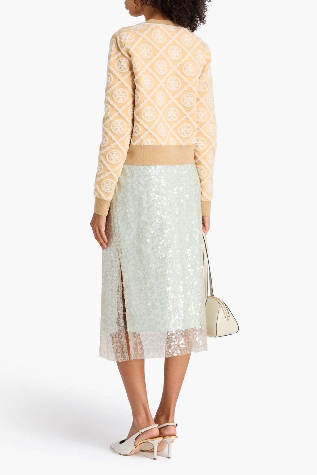 TORY BURCH Cardigan aus Jacquard-Strick aus einer Wollmischung