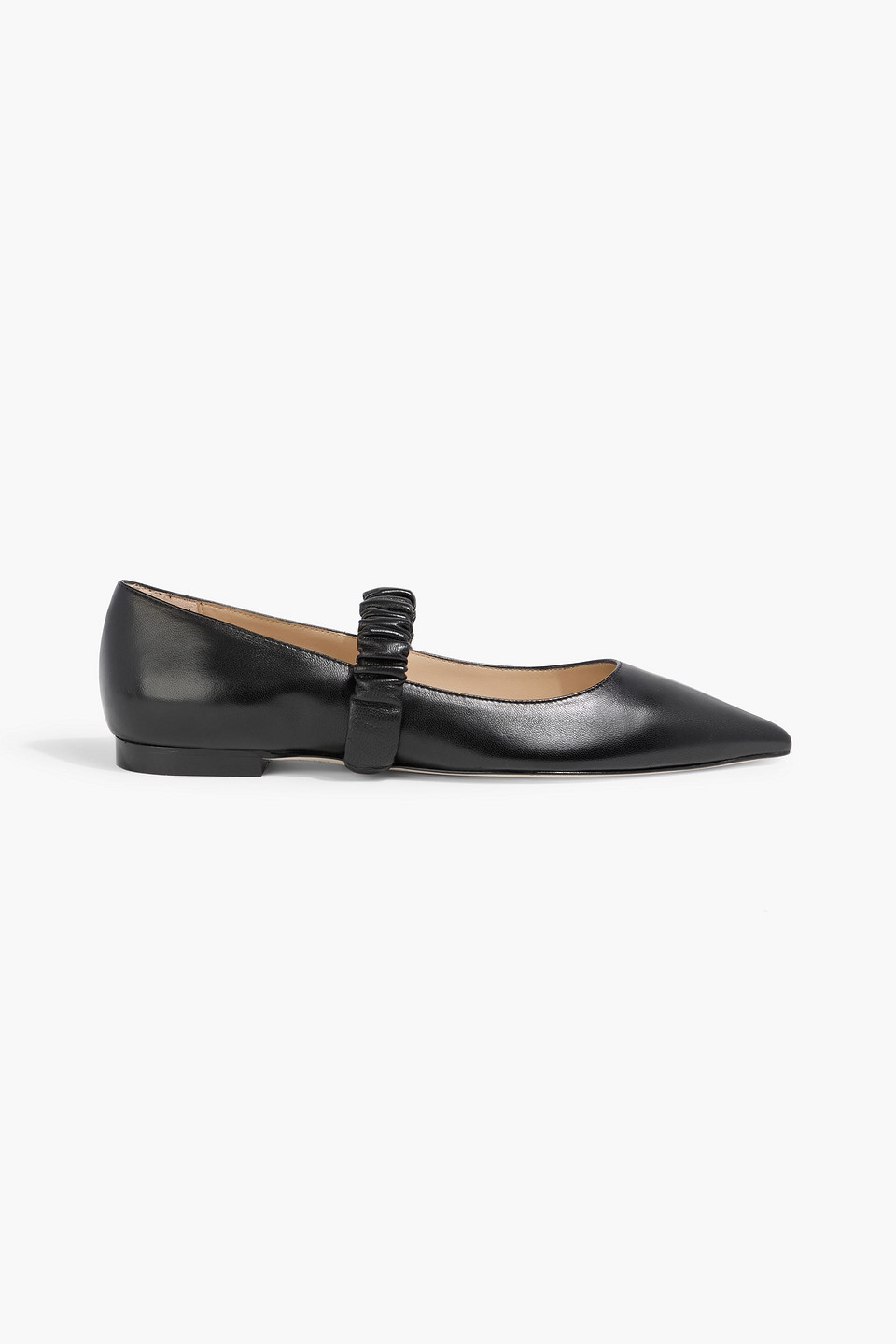 Stuart Weitzman Maxine Leather Point-toe Flats In Black
