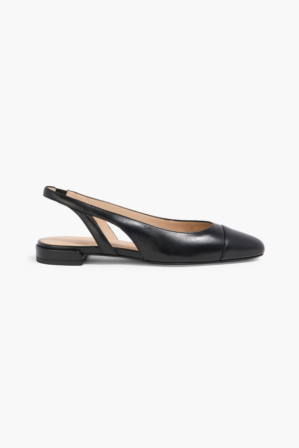 Stuart Weitzman Sleek Leather Slingback Ballerina Flats In Black