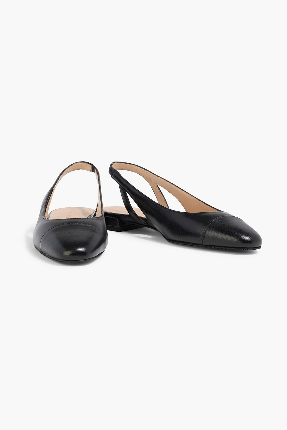 Stuart Weitzman Sleek Leather Slingback Ballerina Flats In Black