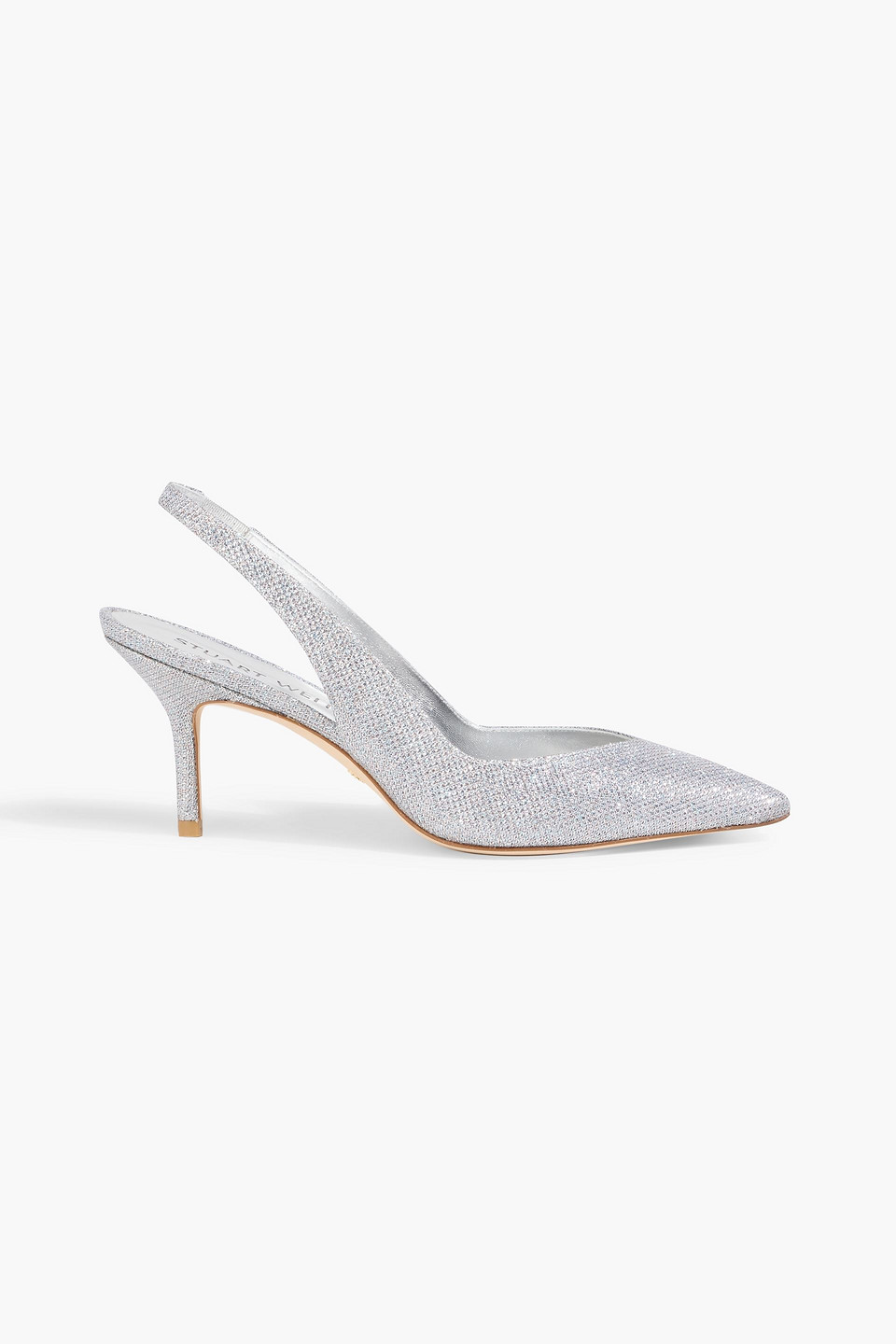 Stuart Weitzman Eva 75 Slingback Pumps In Silver