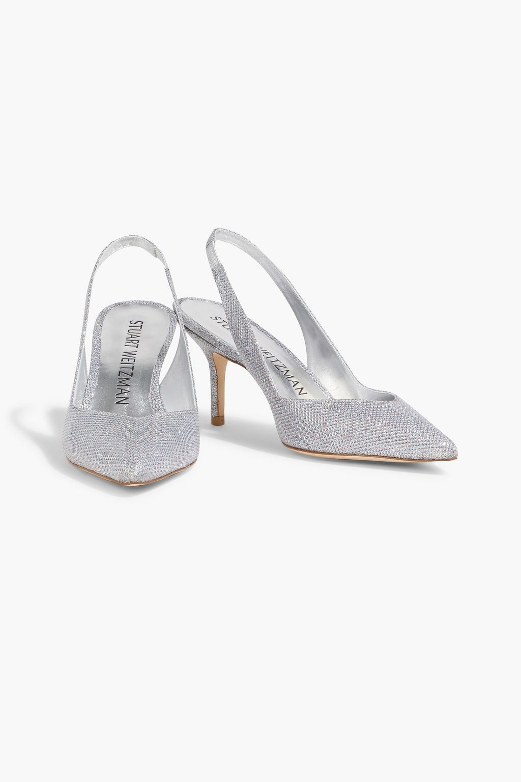 STUART WEITZMAN Eva 75 lamé slingback pumps