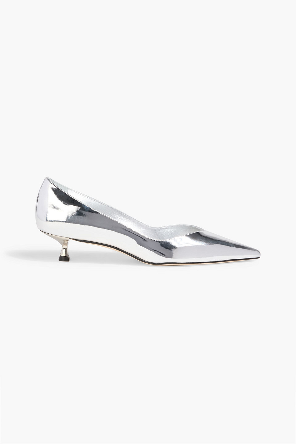 Stuart Weitzman Eva 35 Mirrored-leather Pumps In Silver