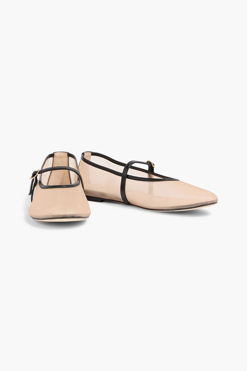 STUART WEITZMAN Bareitall leather-trimmed mesh Mary Jane flats