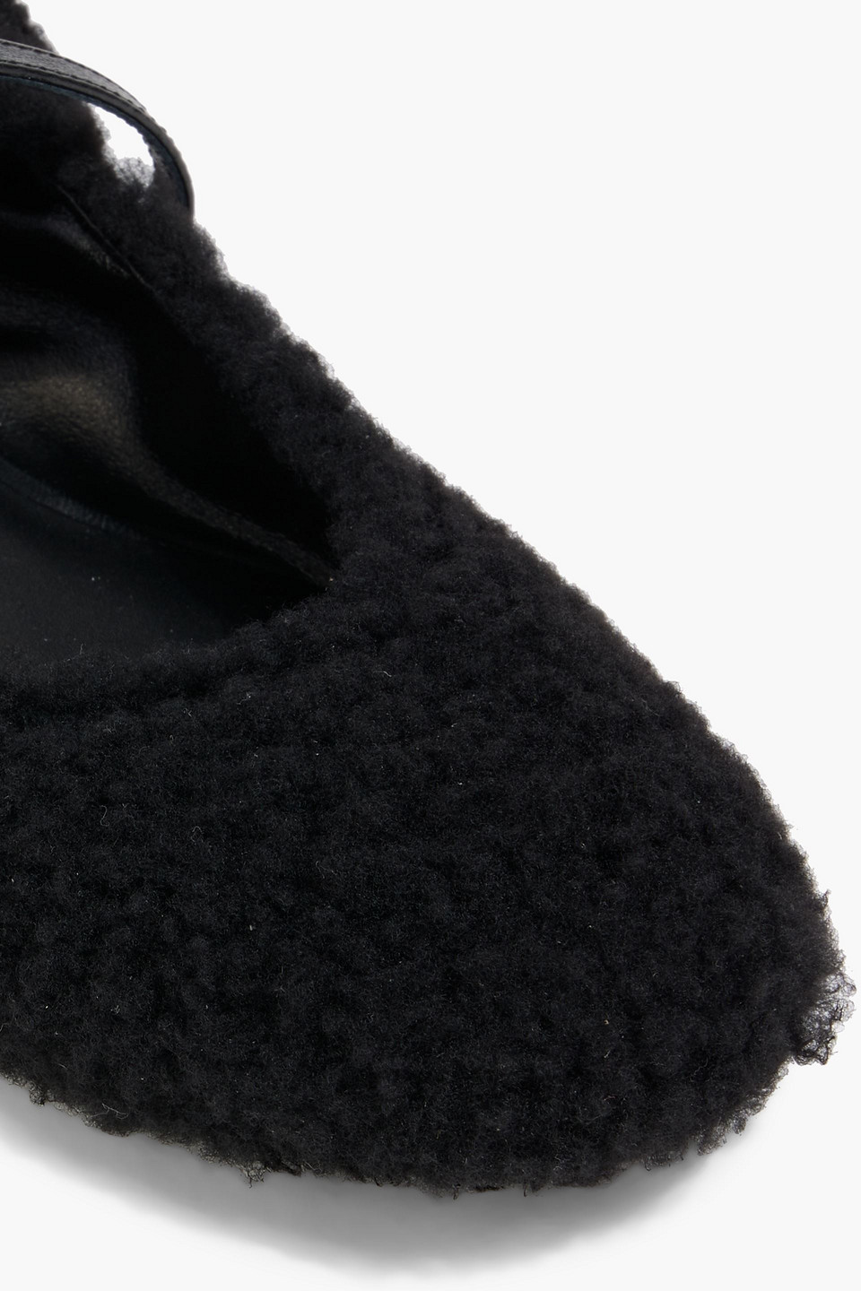 Stuart Weitzman Lennox Shearling Mary Jane Flats In Black