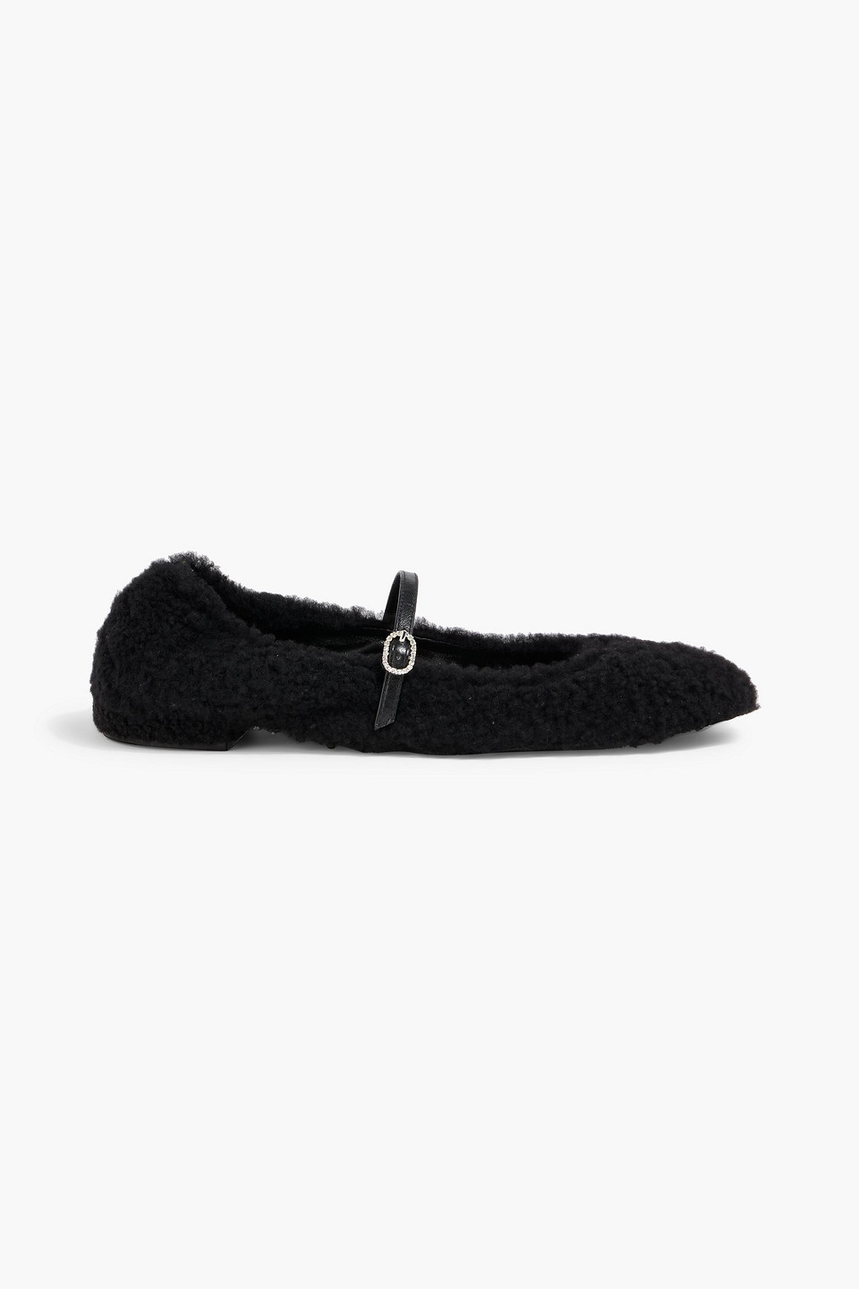 Stuart Weitzman Lennox Shearling Mary Jane Flats In Black