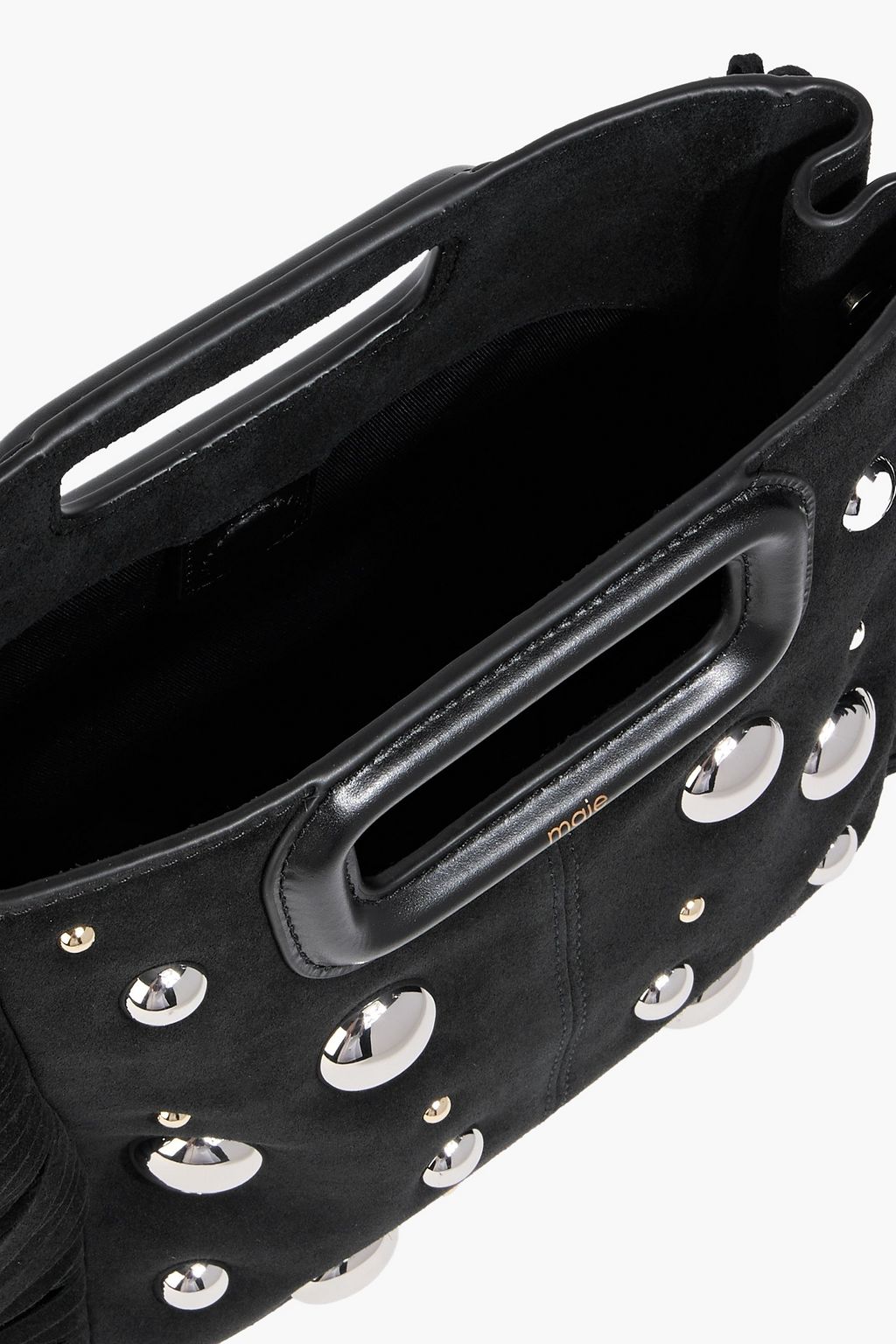 MAJE Studded fringed suede cross-body bag