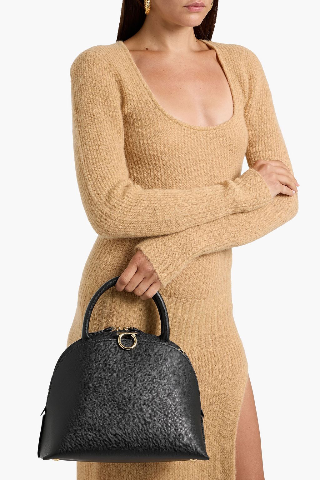 FERRAGAMO Gancini textured-leather tote