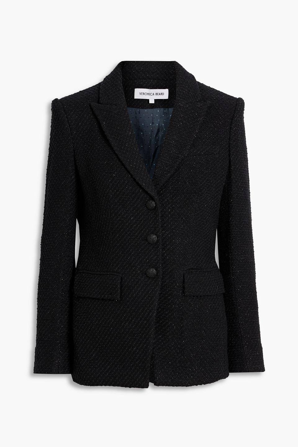Veronica Beard Orlane Dickey Metallic Cotton-blend Tweed Blazer In Black