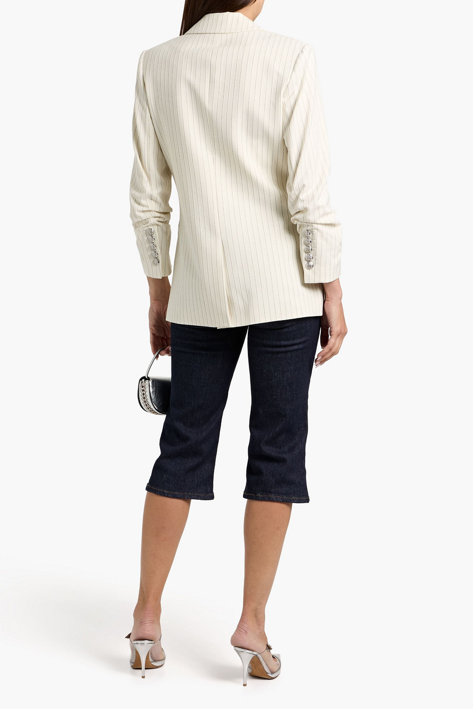 Veronica Beard Beacon Dickey Pinstriped Jacquard Blazer In White