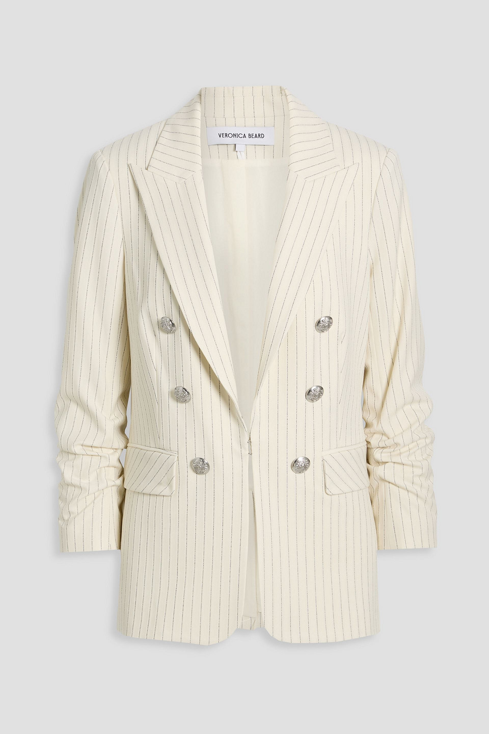 Veronica Beard Beacon Dickey Pinstriped Jacquard Blazer In White