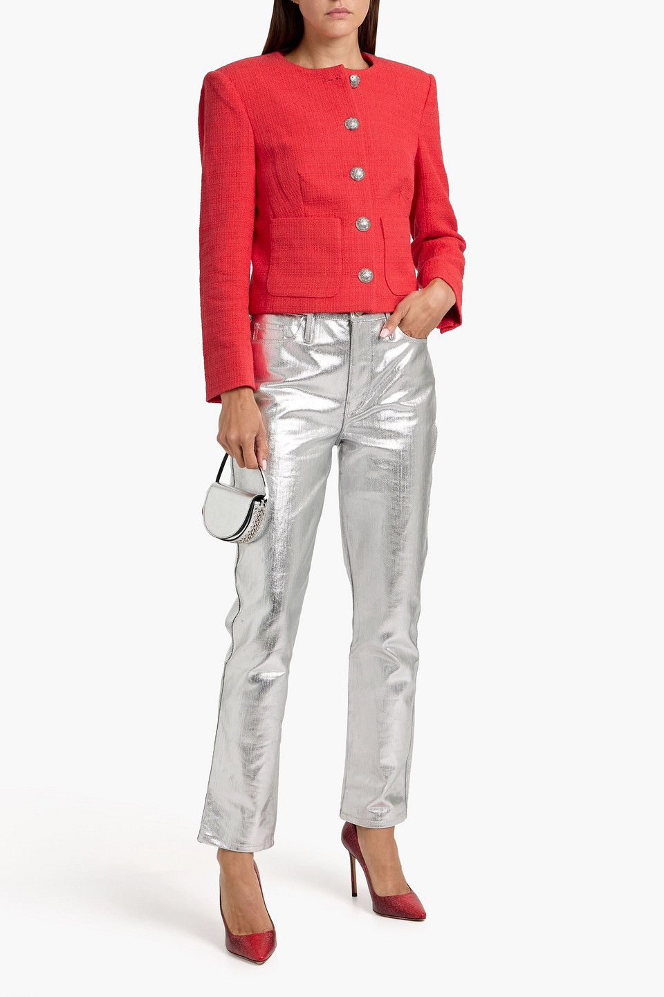 Veronica Beard Nathan Cotton-blend Tweed Jacket In Orange