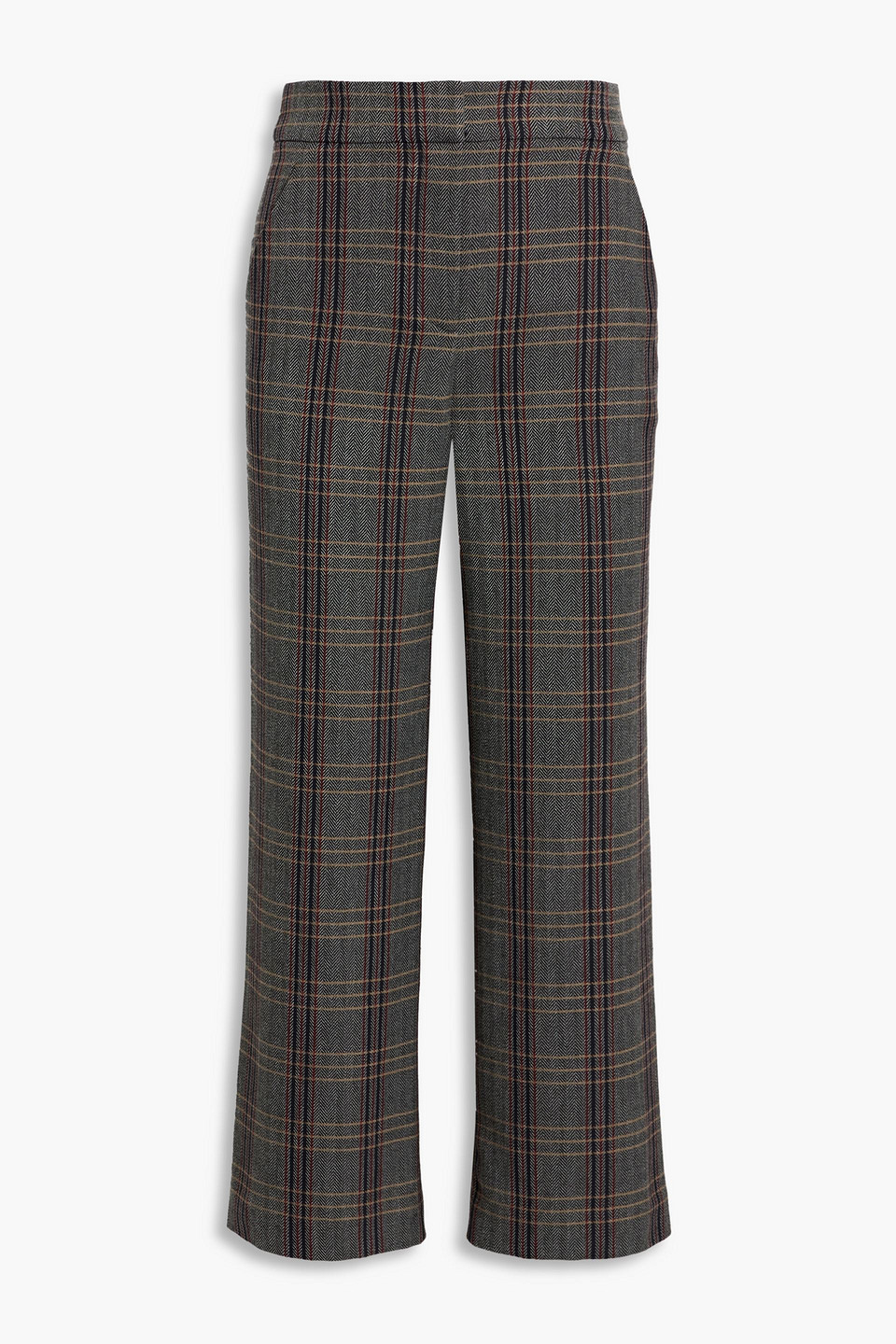 Veronica Beard Brixton Plaid Wide Leg Ankle Pants In Gray