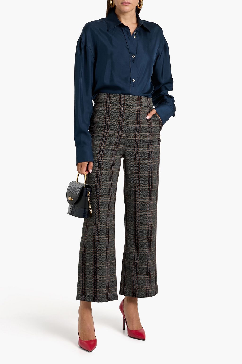 VERONICA BEARD Netta checked tweed straight-leg pants