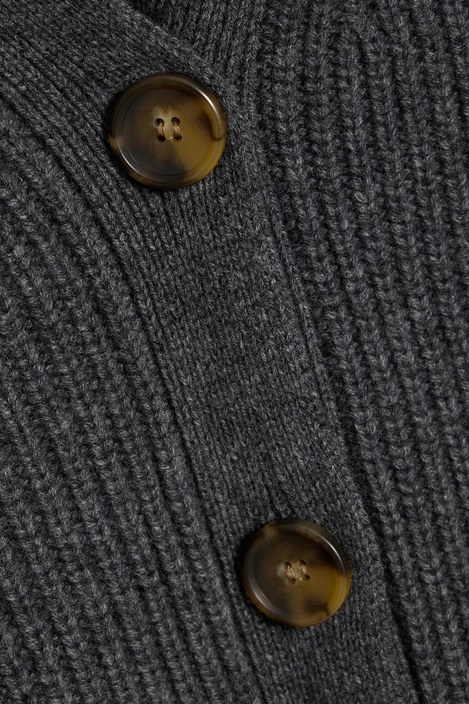 Veronica Beard Annalise Ribbed Wool And Cashmere-blend Cardigan In Gray