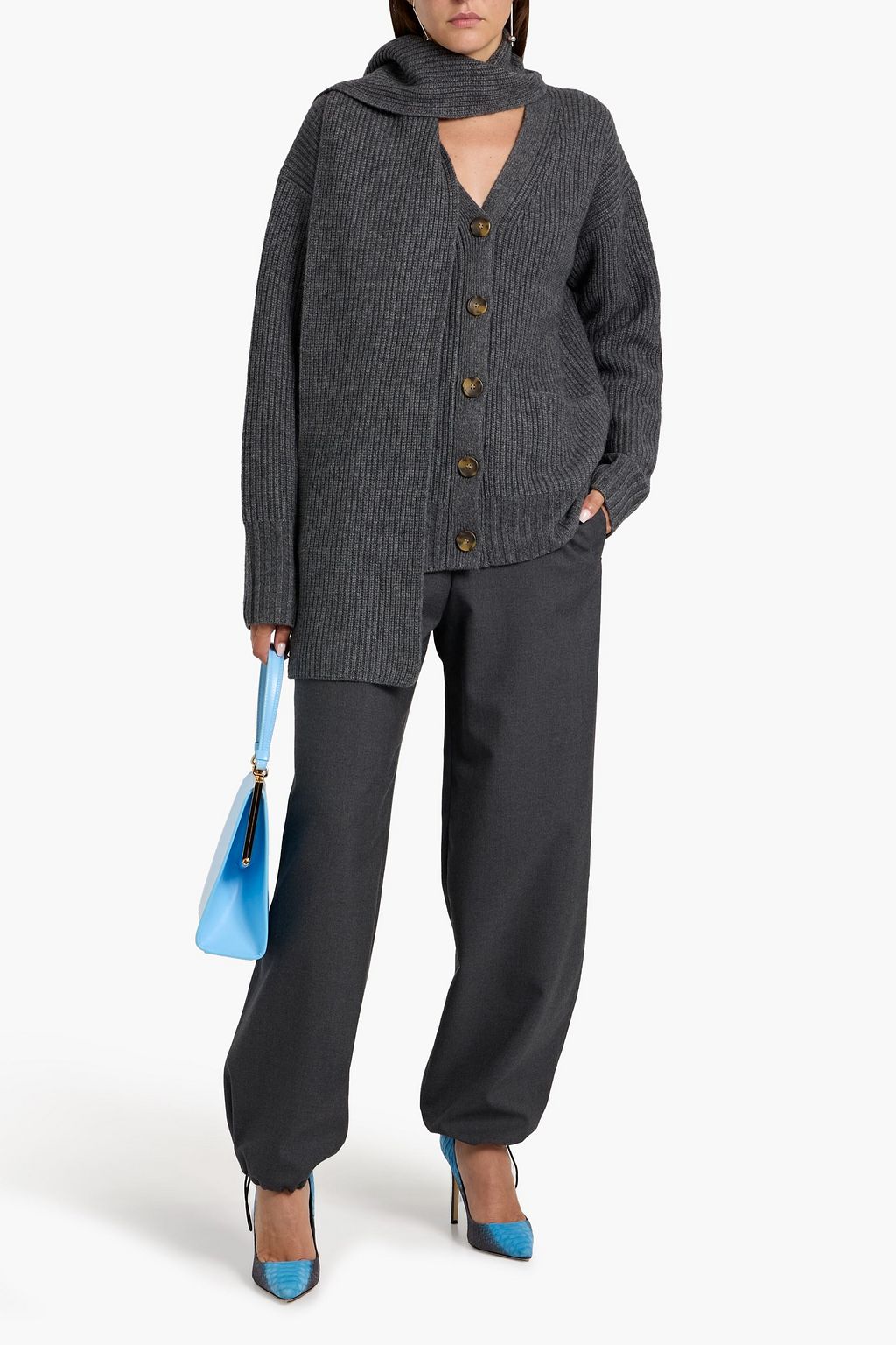 VERONICA BEARD Annalise ribbed wool and cashmere-blend cardigan