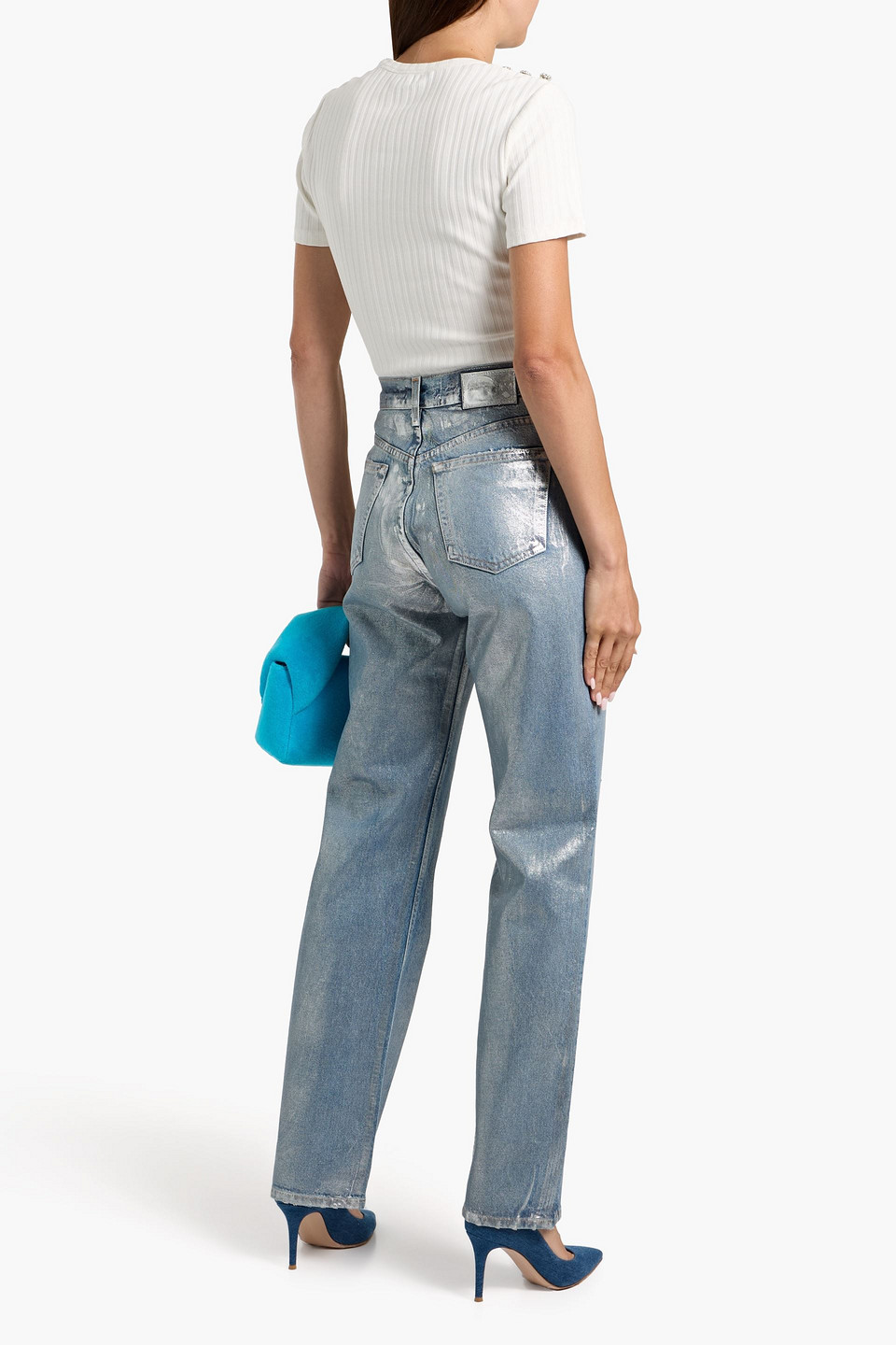 Veronica Beard Draya Embellished Ribbed Cotton-blend Top In White