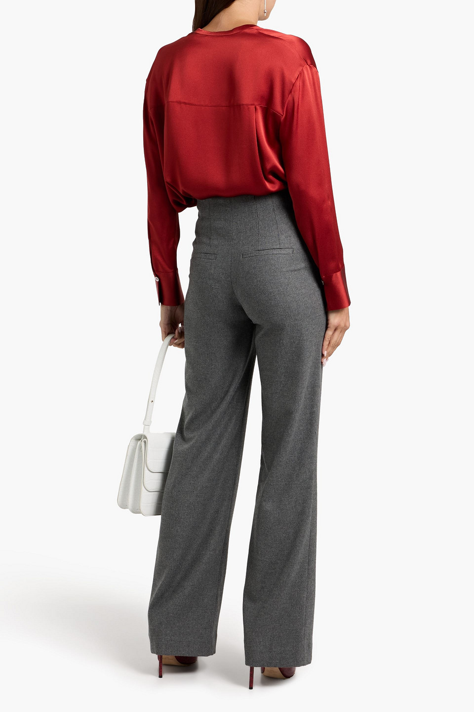 Veronica Beard Jude Flannel Bootcut Pants In Gray
