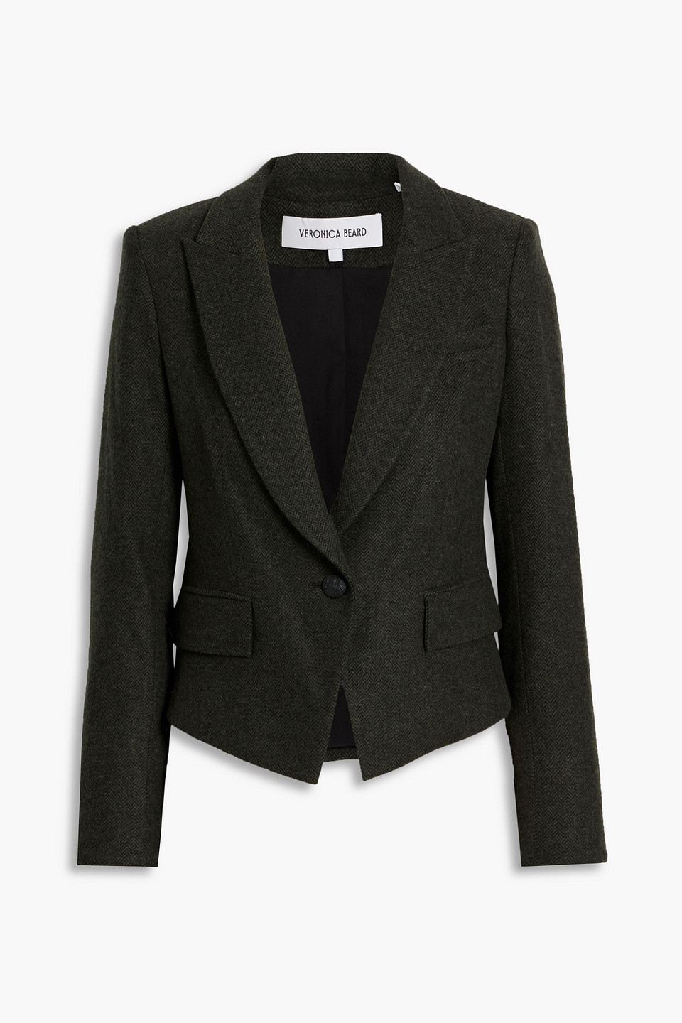 Veronica Beard Hosanna Dickey Herringbone Tweed Blazer In Black