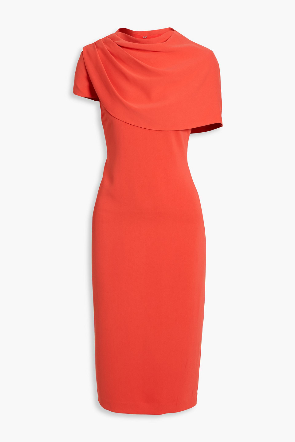 Badgley Mischka Draped Crepe Midi Dress In Red