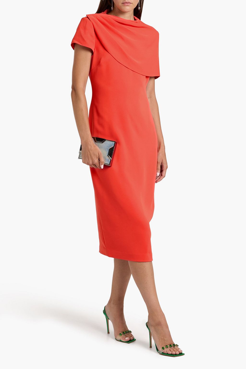 BADGLEY MISCHKA Draped crepe midi dress