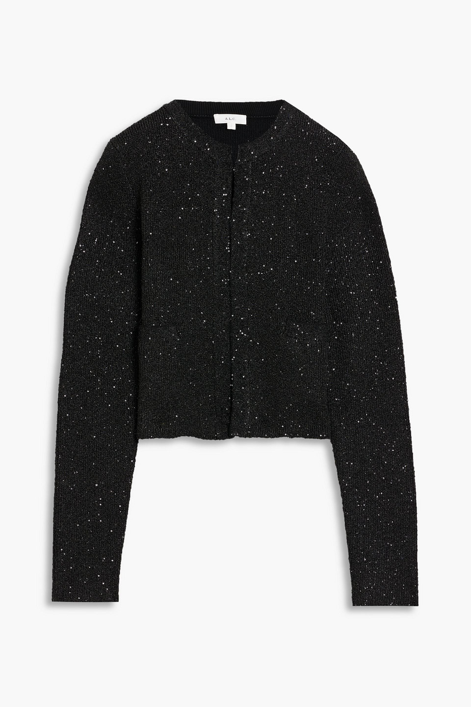 A.l.c Meg Sequin-embellished Bouclé-knit Cardigan In Black