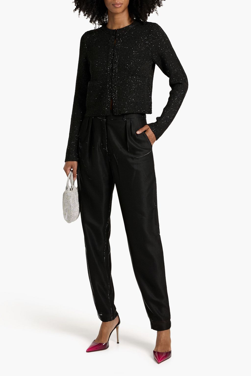 A.L.C. Meg sequin-embellished bouclé-knit cardigan