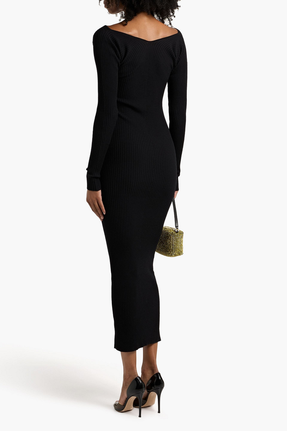A.l.c Keaton Ribbed Merino Wool-blend Midi Dress In Black