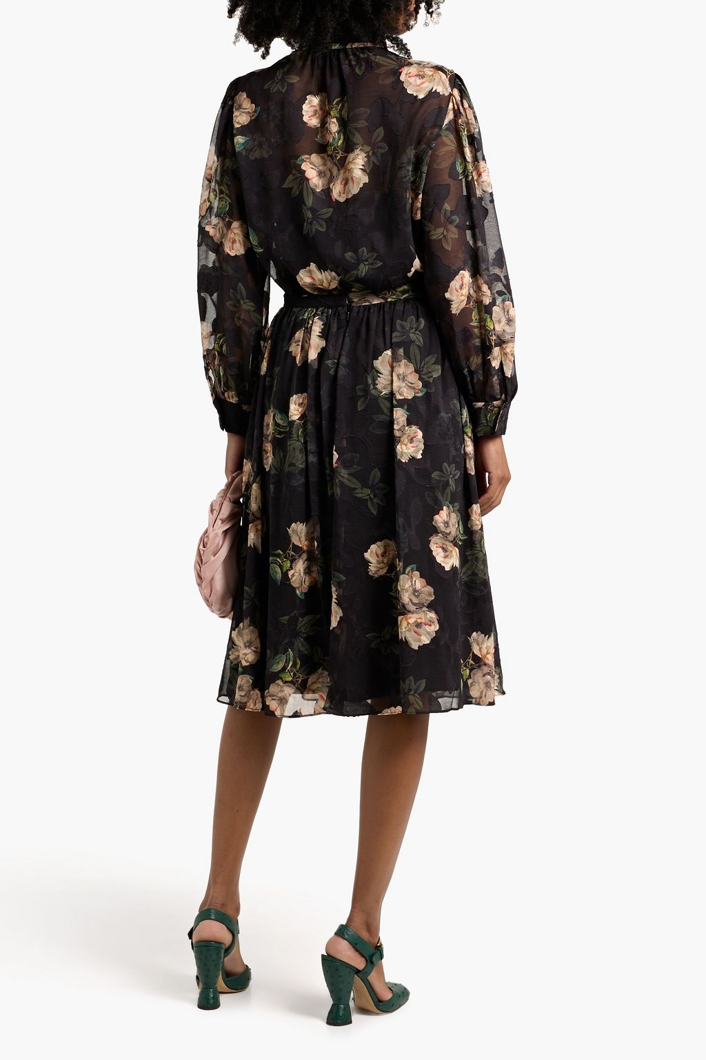 MIKAEL AGHAL Pussy-bow floral-print fil coupé chiffon blouse