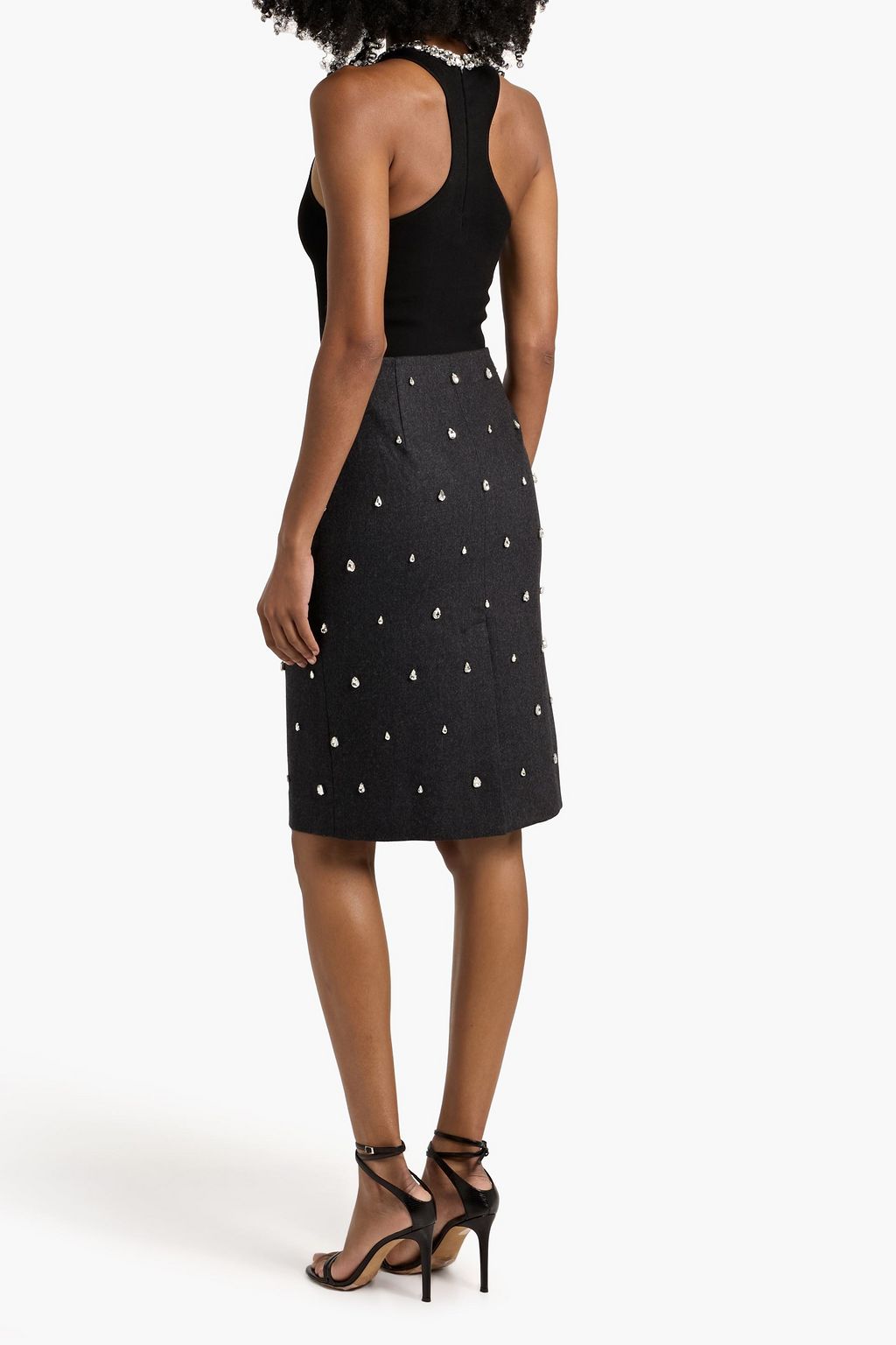 A.L.C. Opal crystal-embellished wool-blend felt pencil skirt
