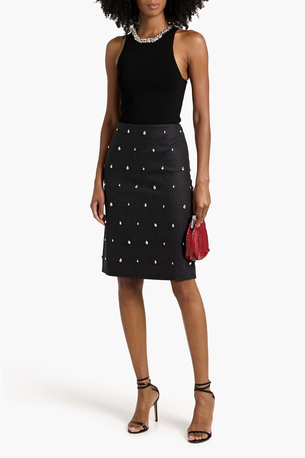 A.L.C. Bella cropped crystal-embellished stretch-knit top