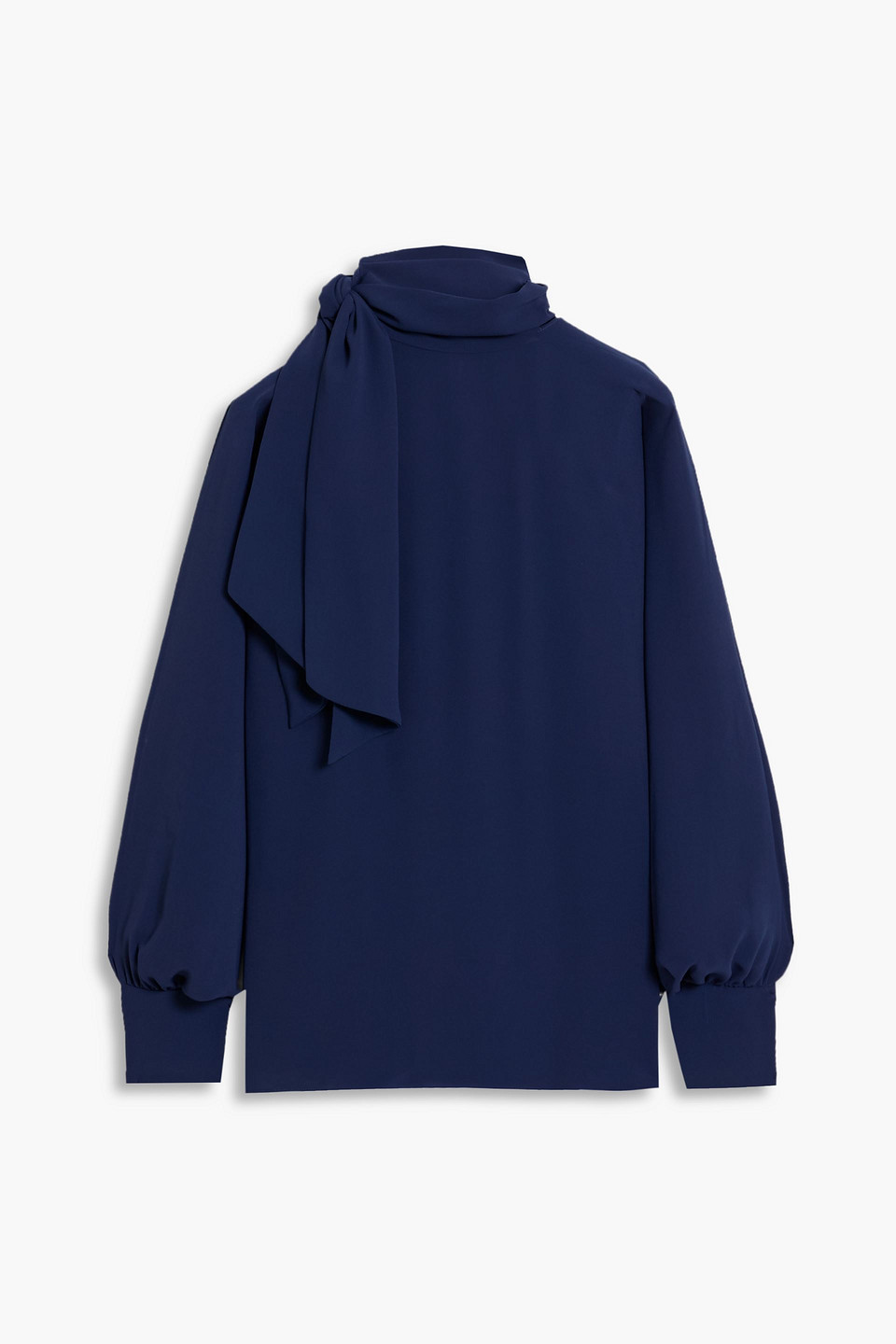 Mikael Aghal Tie-neck Chiffon Blouse In Blue