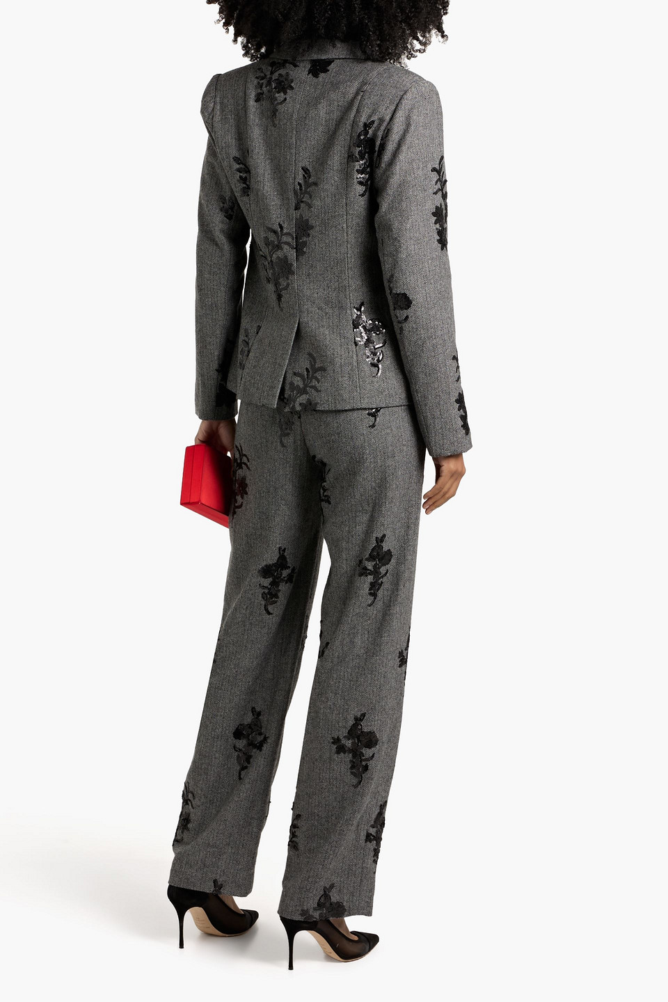  Mikael Aghal - Sequin-embellished Herringbone Tweed Suit - Gray - Us 4 