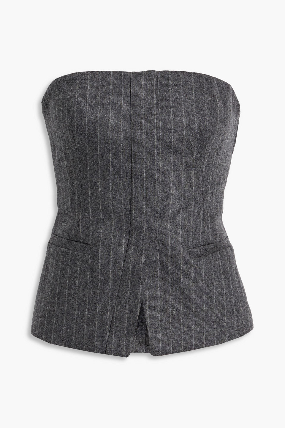 A.l.c Renee Strapless Pinstriped Wool-blend Flannel Top In Gray