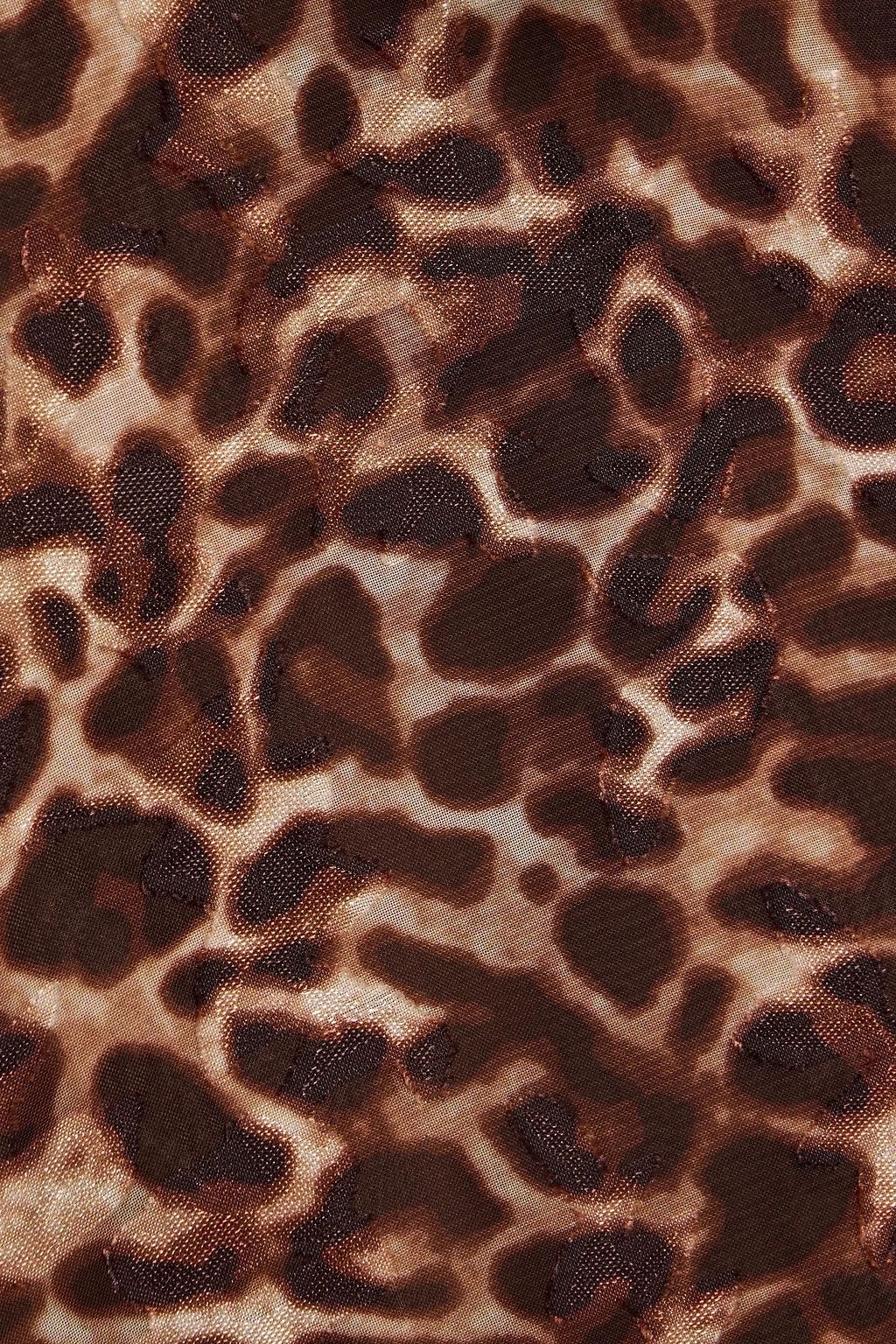 MIKAEL AGHAL Pussy-bow leopard-print fil coupé chiffon blouse