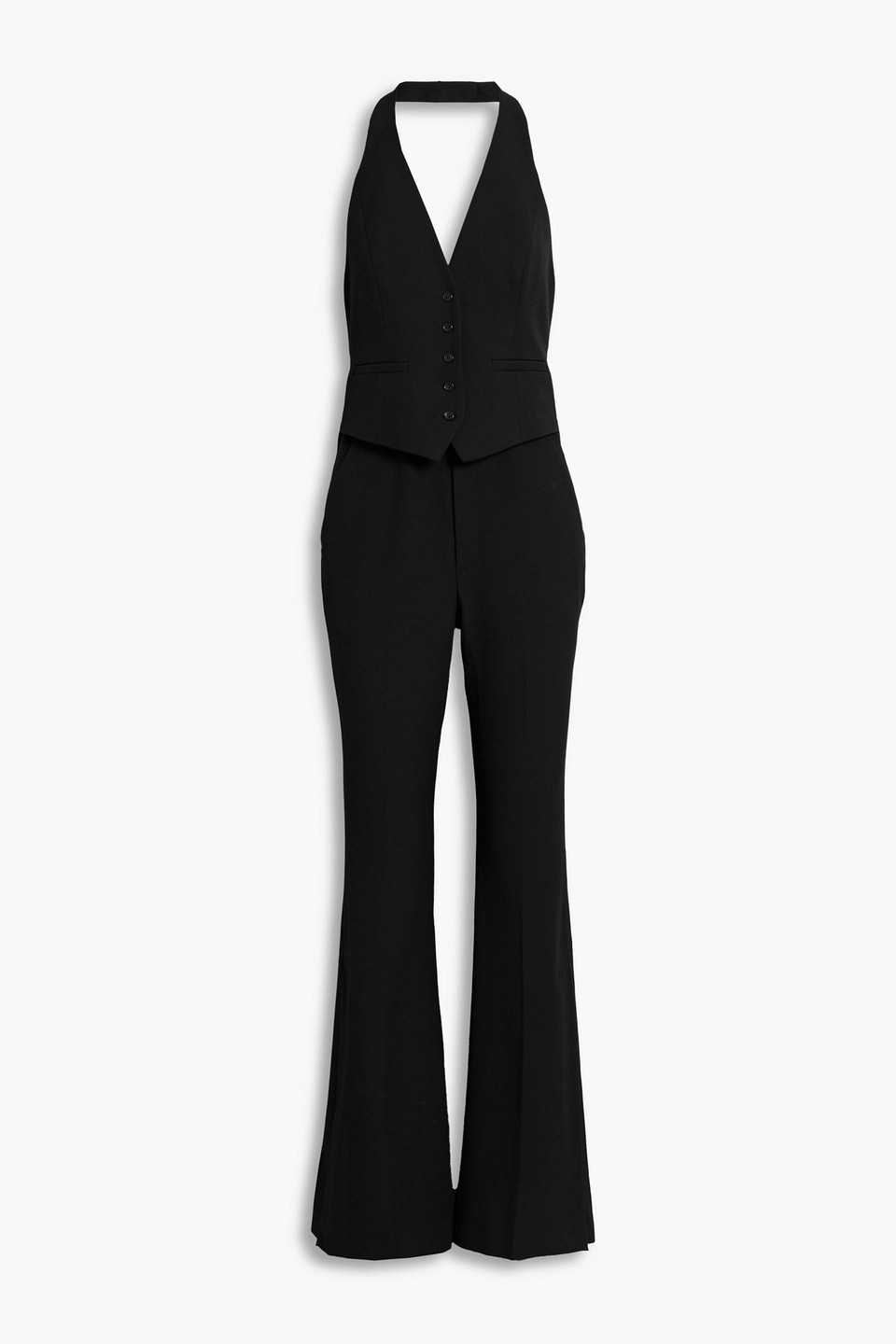 A.l.c Twill Halterneck Flared Jumpsuit In Black