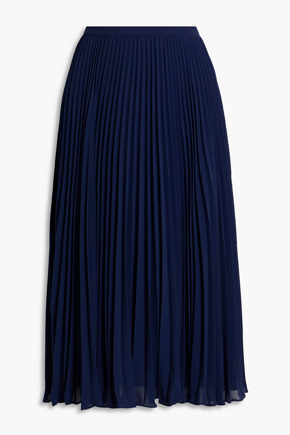 Mikael Aghal Pleated Chiffon Midi Skirt In Blue