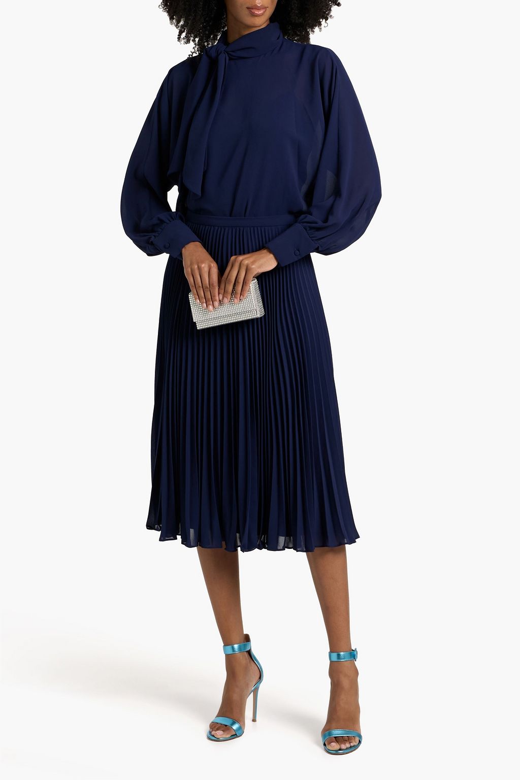 MIKAEL AGHAL Pleated chiffon midi skirt