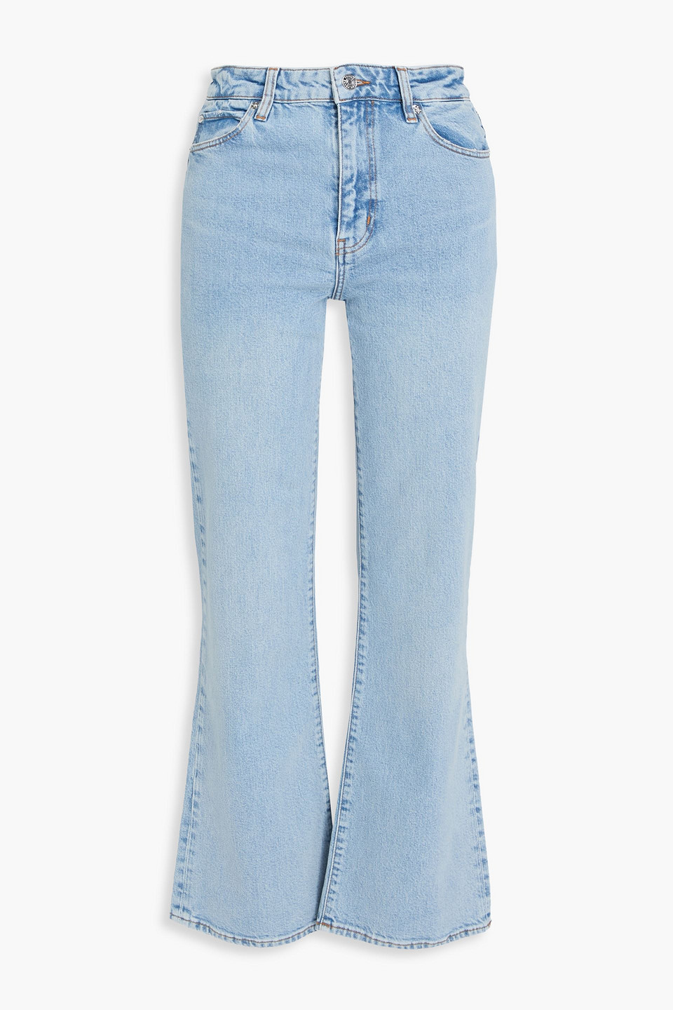 Frame The Pixie Arrow Faded High-rise Bootcut Jeans In Blue