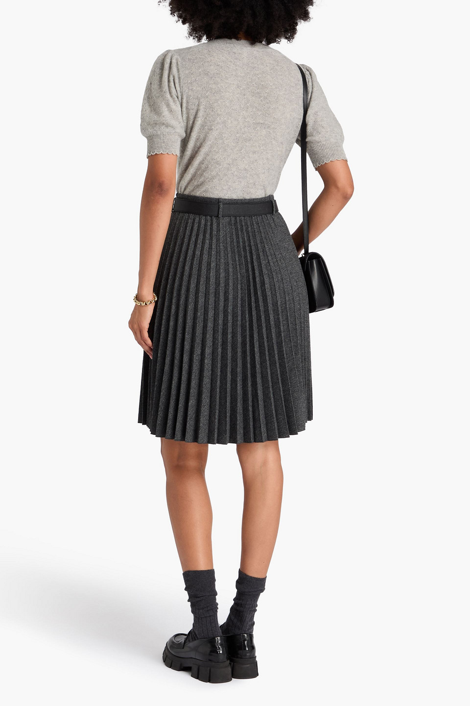 Frame Pointelle-knit Cashmere Sweater In Gray